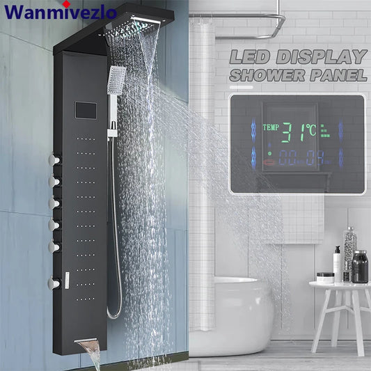 Wanmivezlo LED Shower Panel With Rainfall Jets And Massage