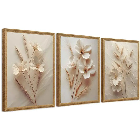 3-Piece Framed Floral Canvas Wall Art