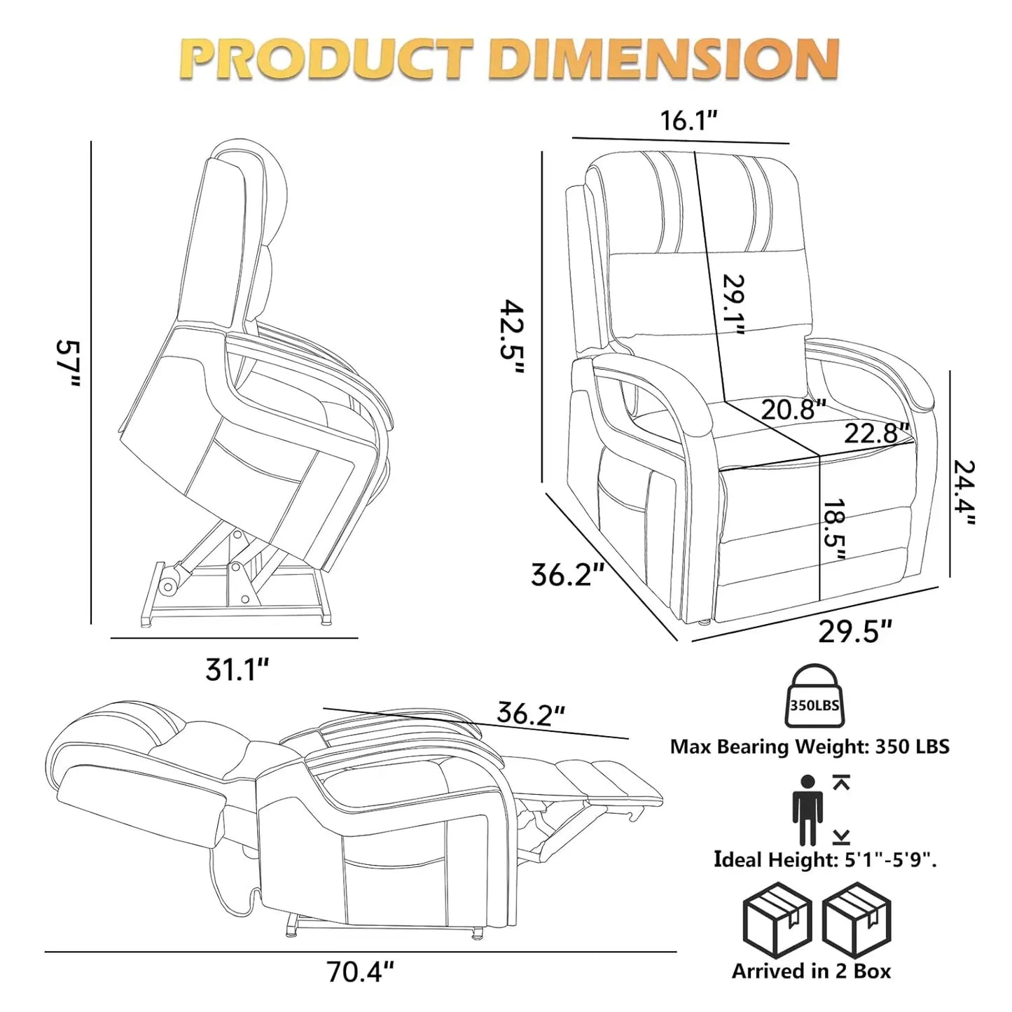 Dual Motor Power Lift Recliner With Massage And Heat