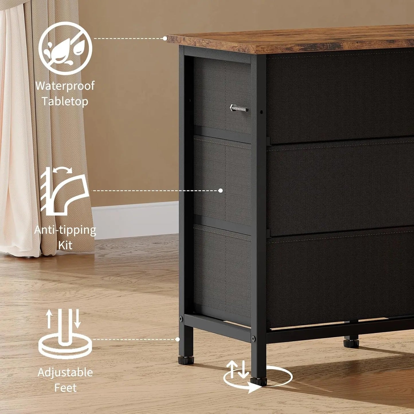 TWISTER.CK TV Stand With LED Lights And Power Outlets