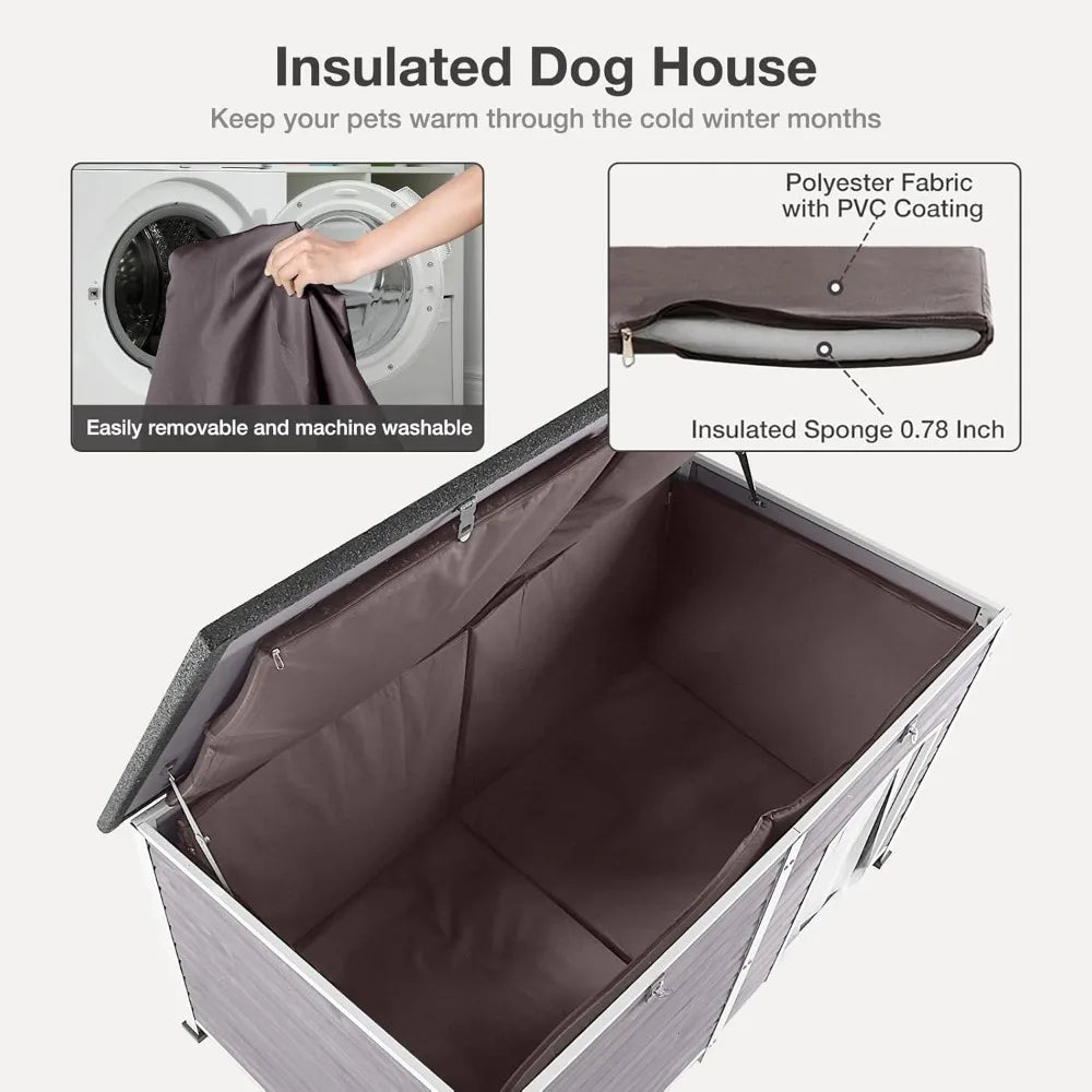 Insulated Outdoor Dog House With Waterproof Liner For All Weather