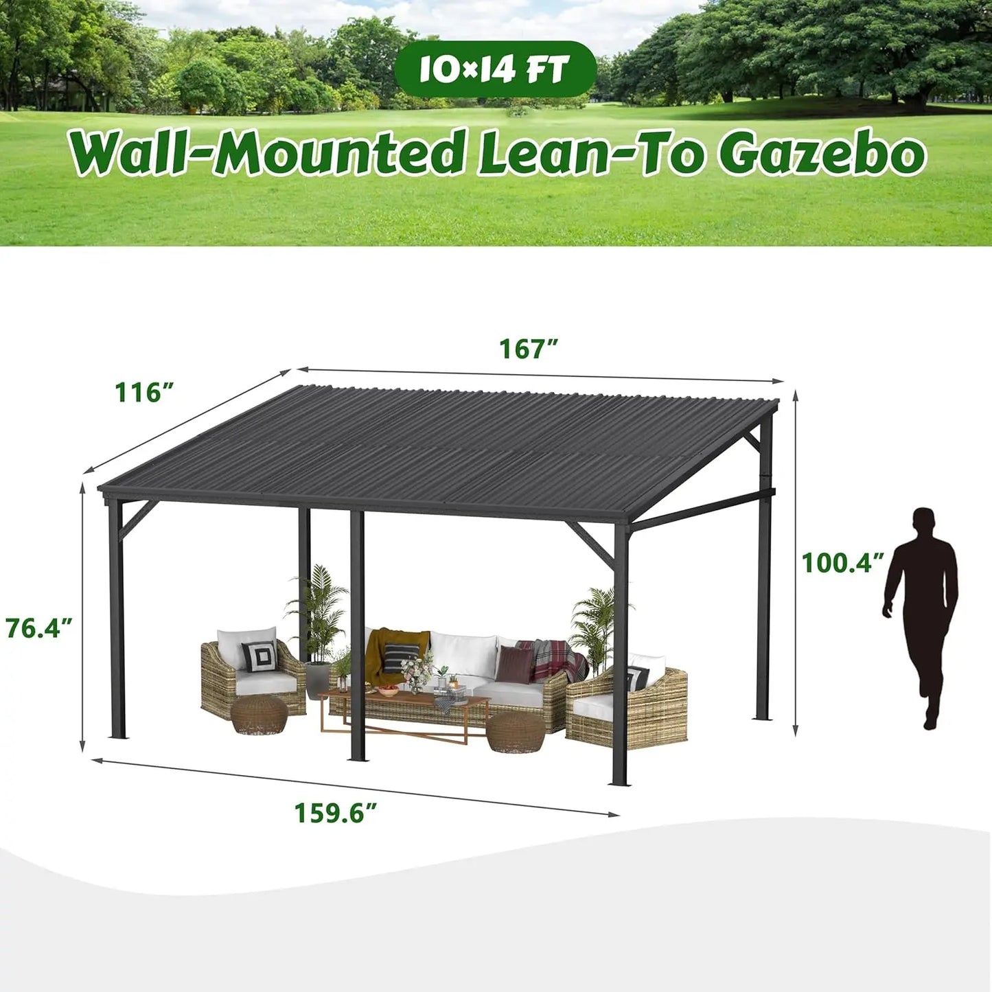 Outdoor Gazebo Pergola With Metal Frame And Waterproof Awnings