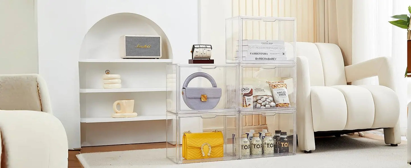 Clear Display Box Organizer With Magnetic Door For Makeup Books Collectibles