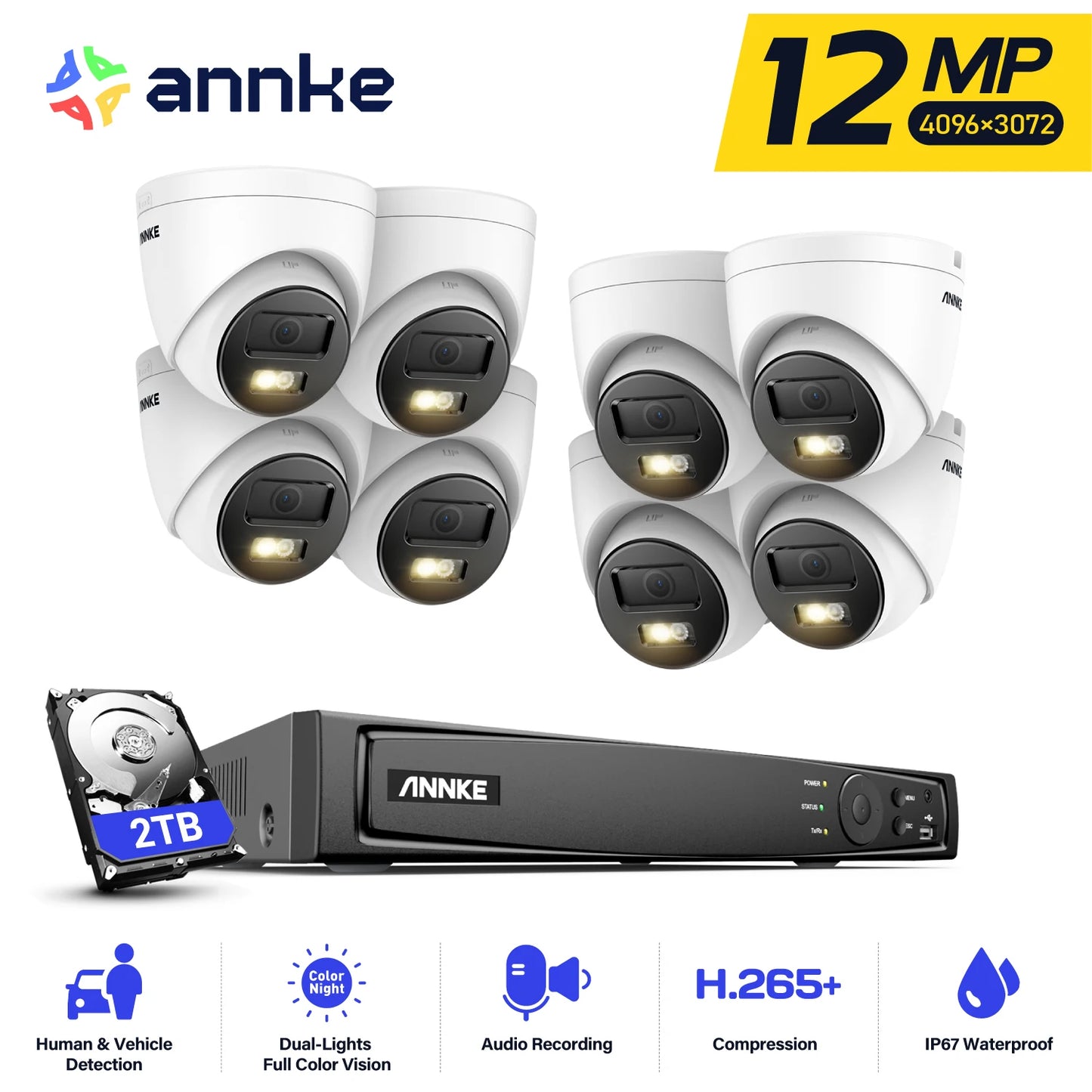 ANNKE 12MP Smart Dual Light Camera Kit with 8-Channel NVR