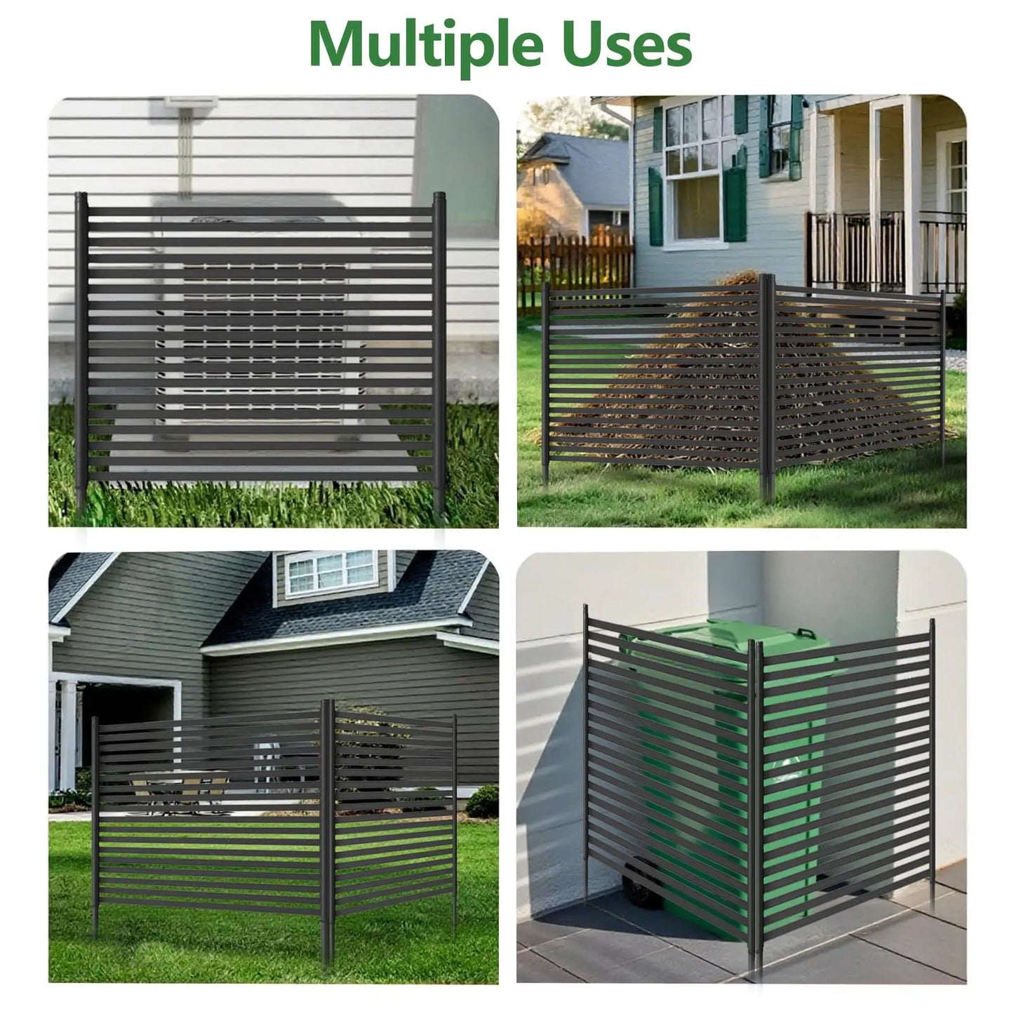 HiMISS No Dig Outdoor Privacy Screen Fence Kit 3 Panel Freestanding Enclosure