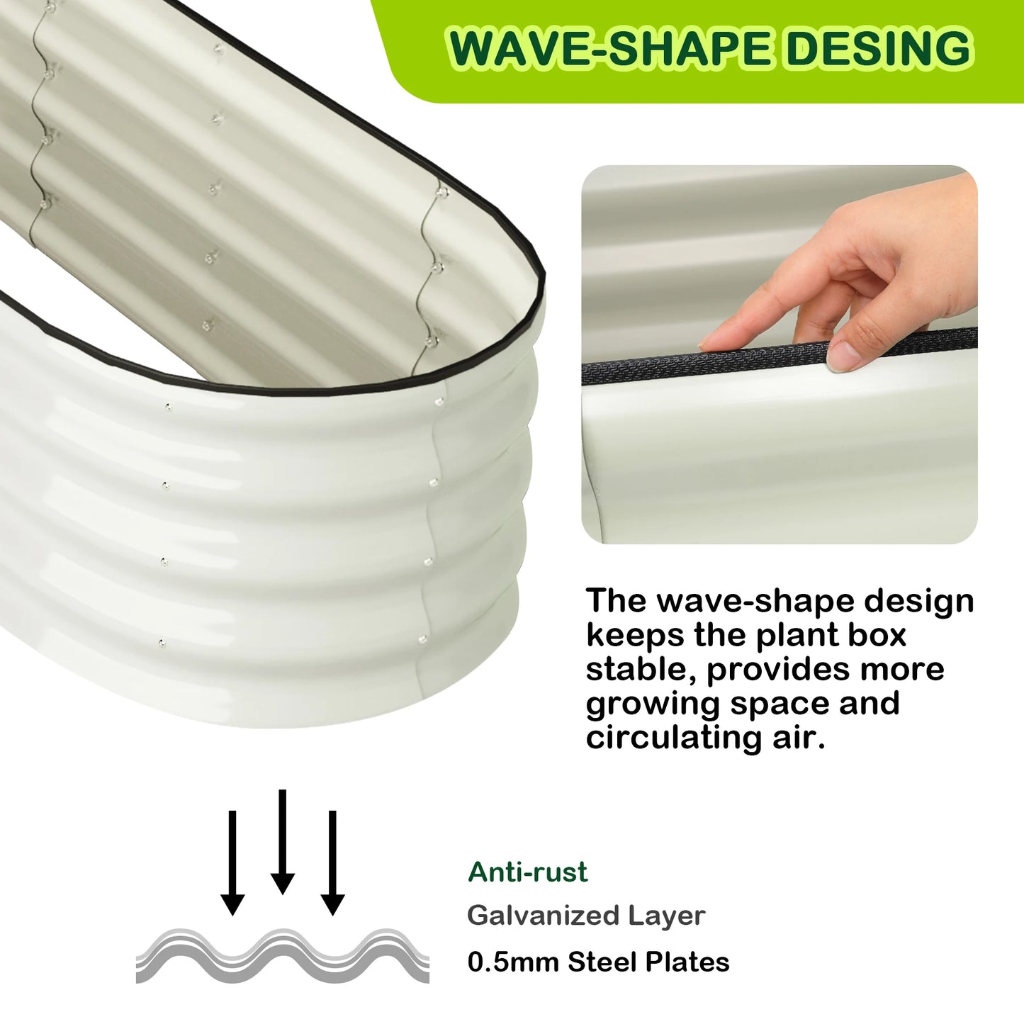 HiMISS Oval Galvanized Raised Garden Beds OpenEnded Base Outdoor