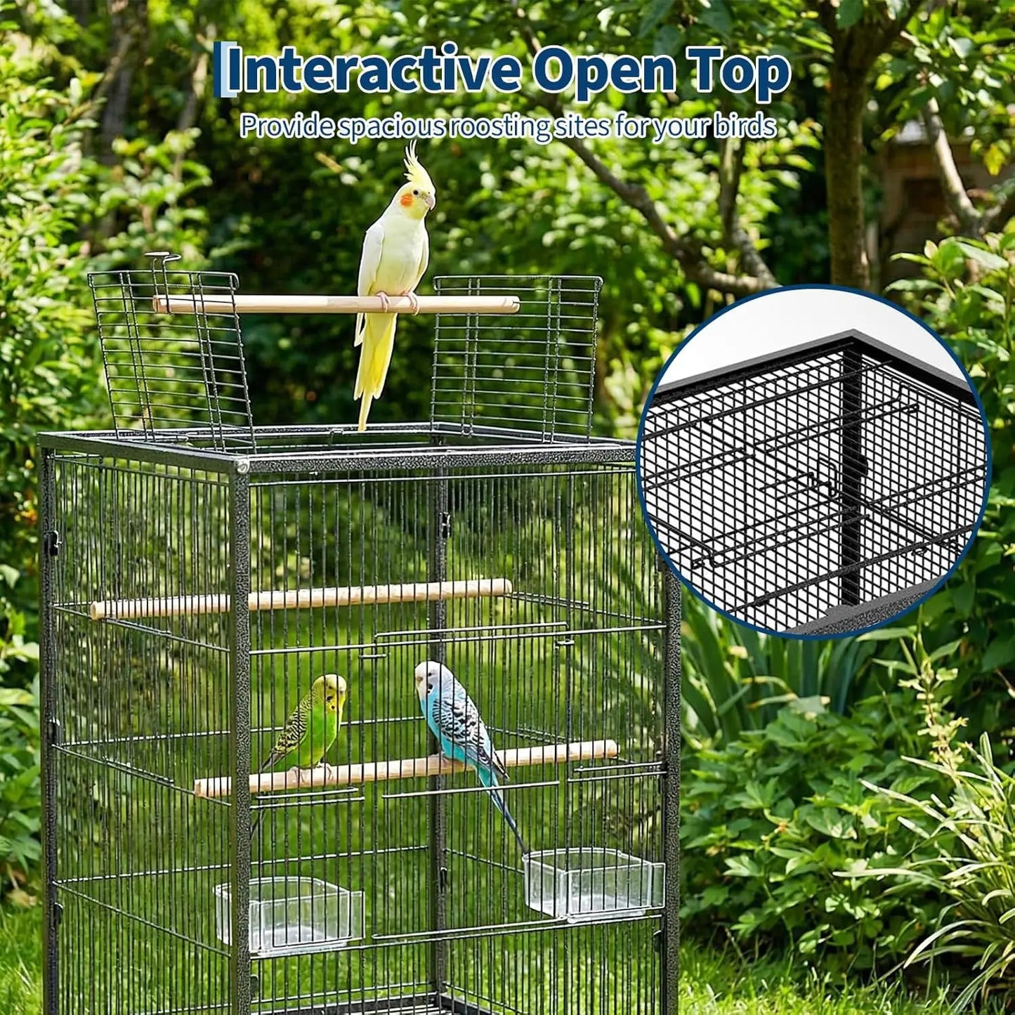 HiMISS Heavy Duty Metal Bird Cage With Play Top Stand