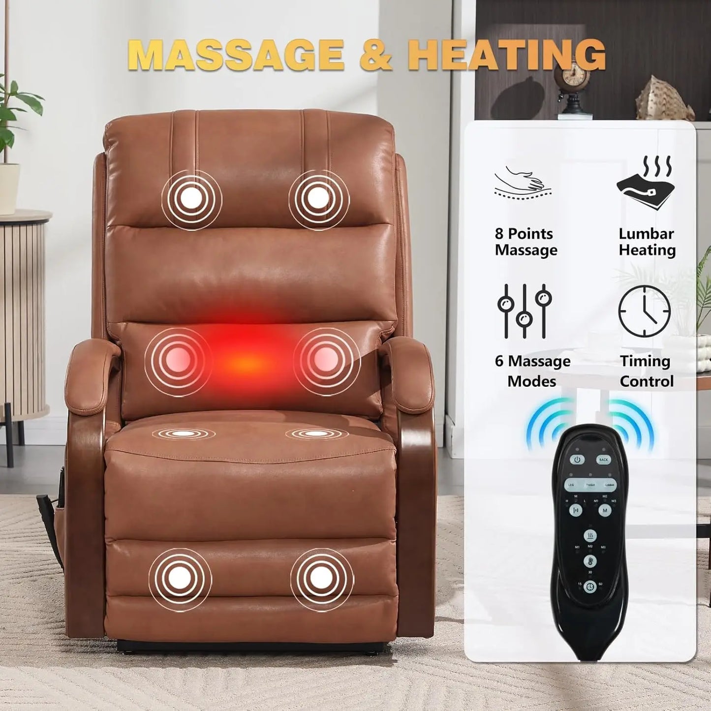 Dual Motor Power Lift Recliner With Massage And Heat