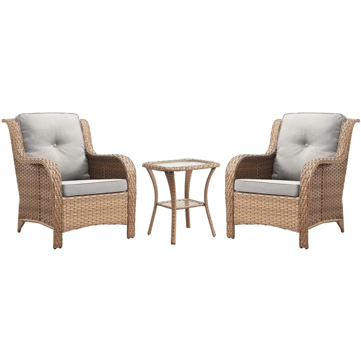 Patio Bistro Set Outdoor Chairs 3-Piece Wicker Rattan Furniture