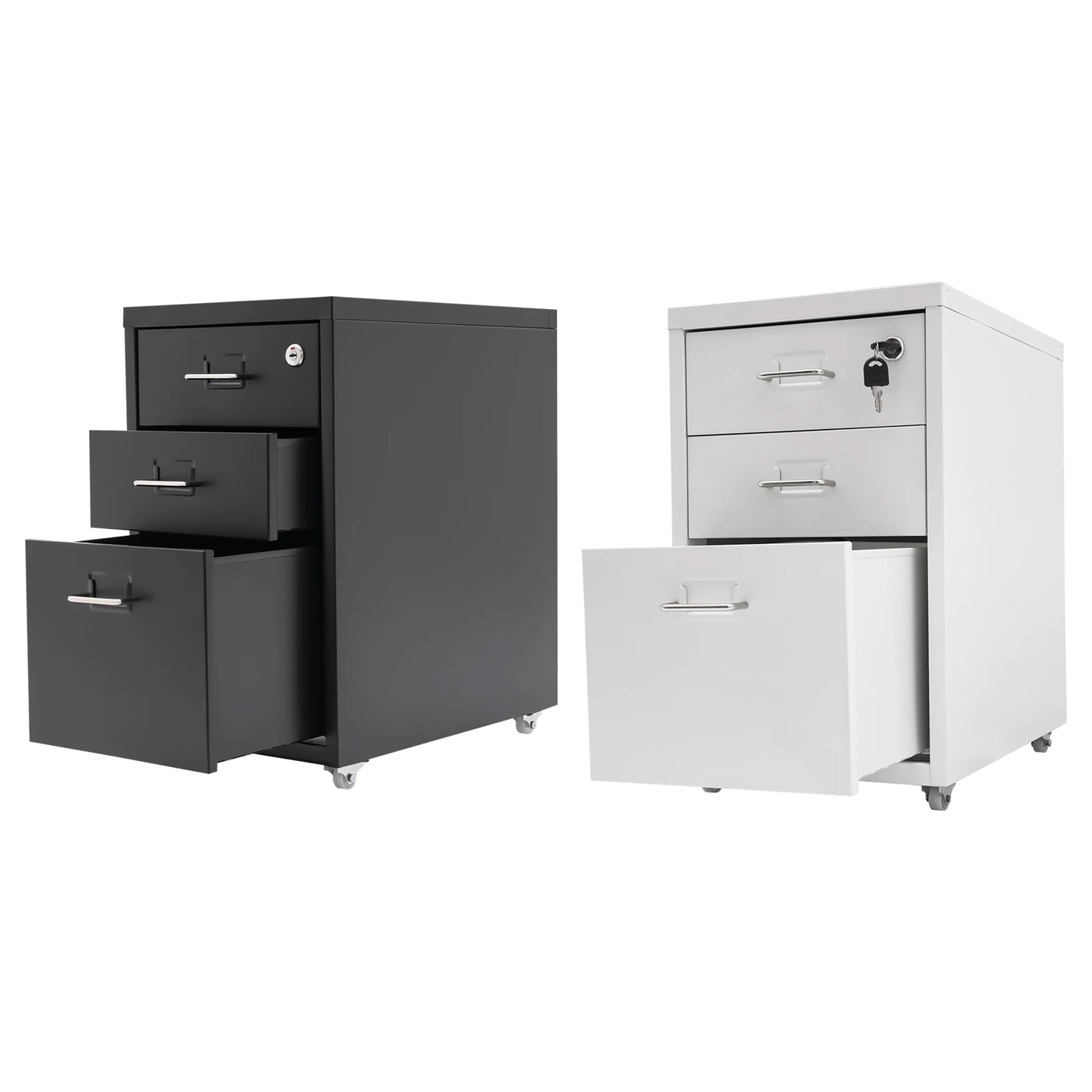 Bymaocar 3 Tier Vertical File Cabinet With Lock On Casters
