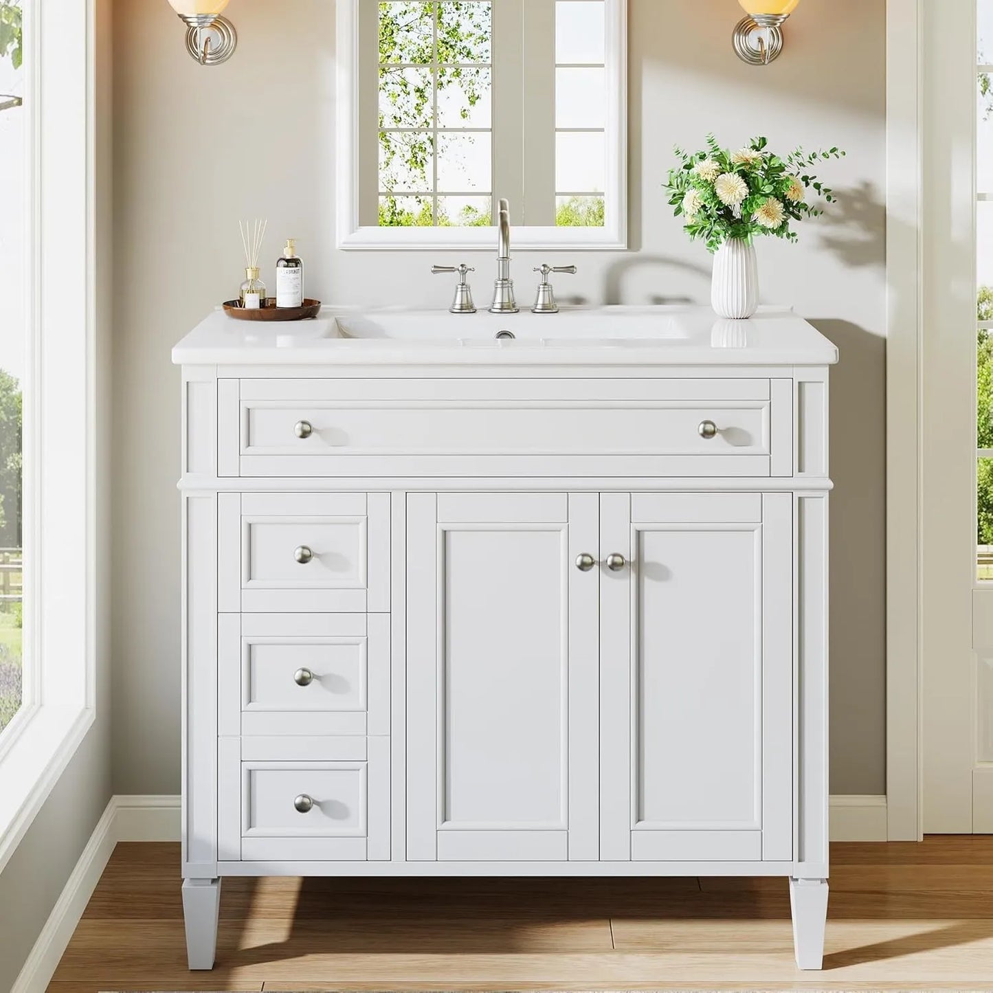 Bathroom Vanity With Sink Four Drawers And Two Doors