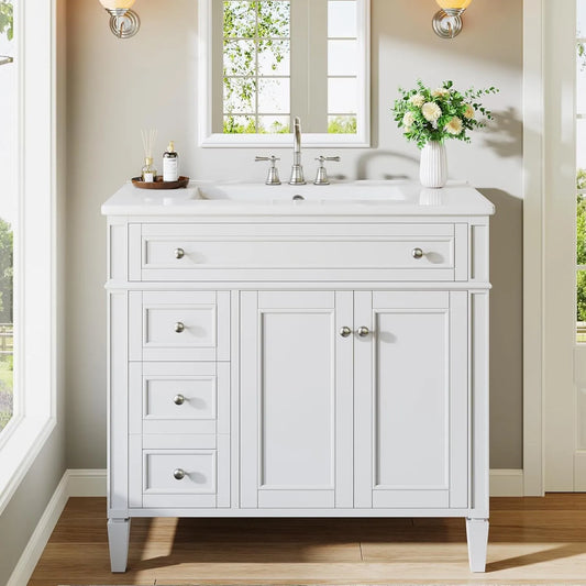 Bathroom Vanity With Sink Four Drawers And Two Doors