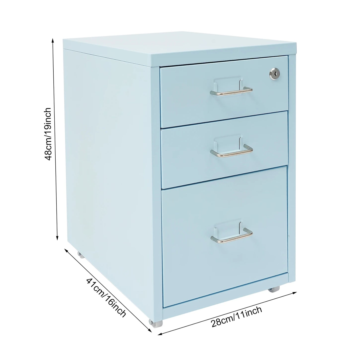 Bymaocar 3 Tier Vertical File Cabinet With Lock On Casters