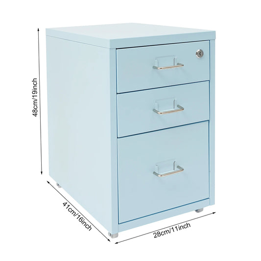 Bymaocar 3 Tier Vertical File Cabinet With Lock On Casters