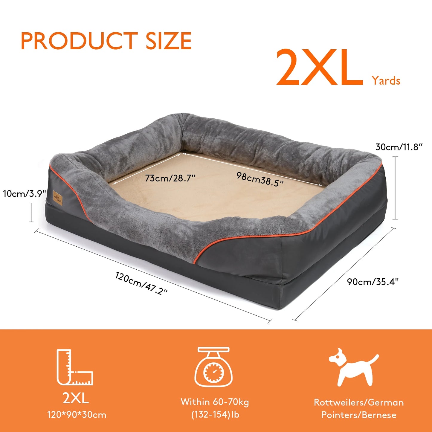 BINGOPAW Anti Allergy Waterproof Dog Bed With Removable Washable Cover