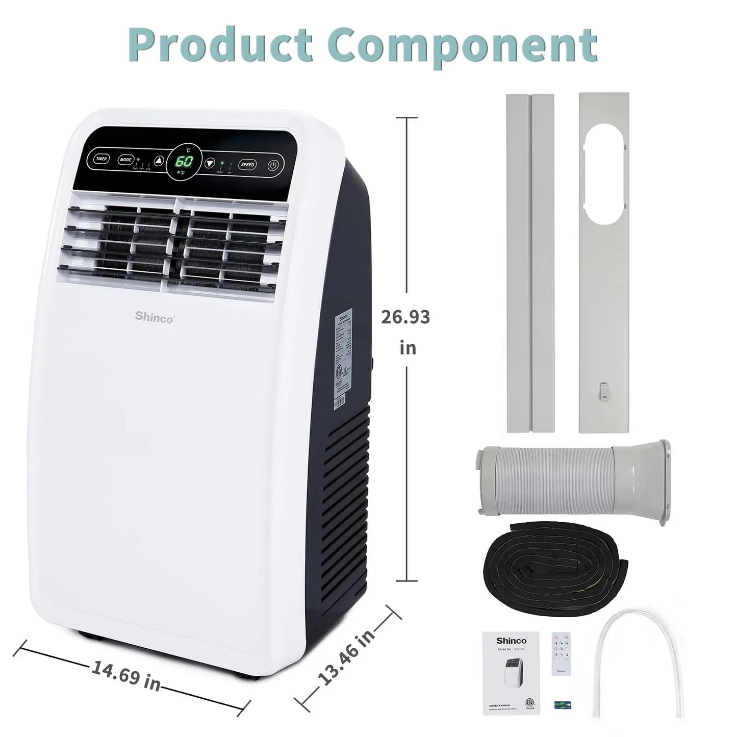 Shinco 8,000 BTU Portable Air Conditioner With Dehumidifier