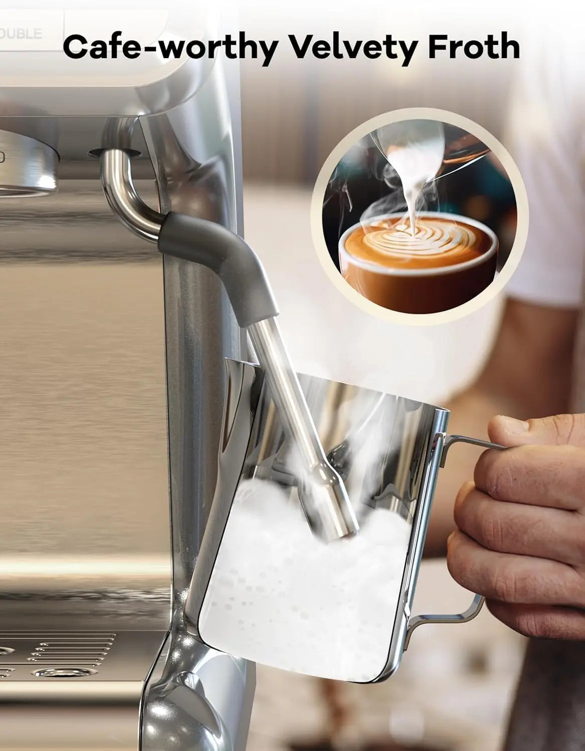 Acekool 20 Bar Espresso Machine With Built In Grinder 1450W Semi Automatic