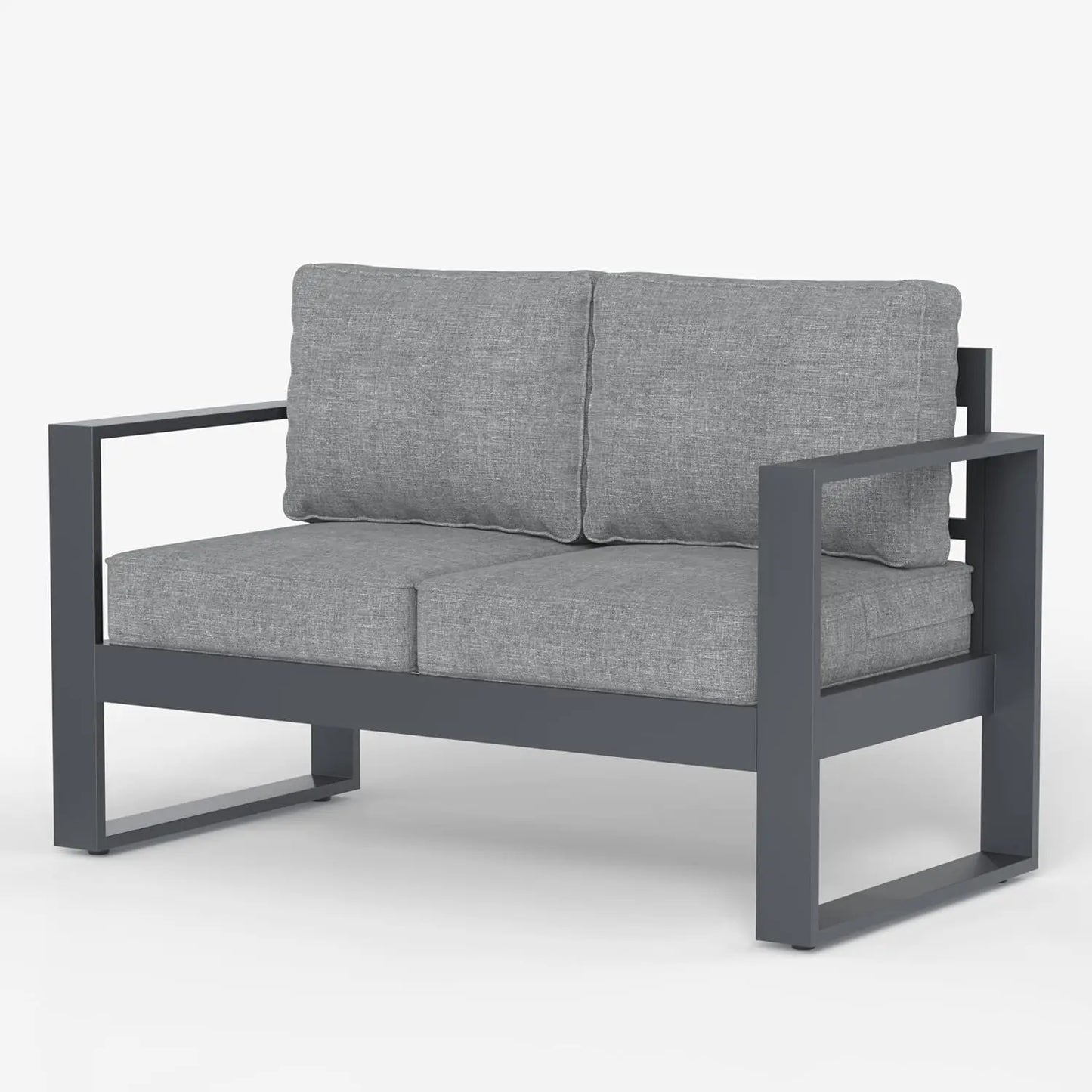 Outdoor Patio Aluminum Armchairs Modern Set With Removable Cushions