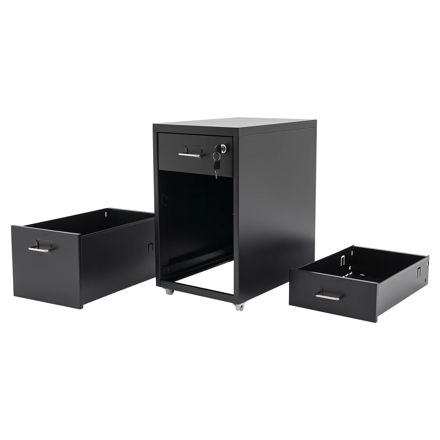 Bymaocar 3 Tier Vertical File Cabinet With Lock On Casters