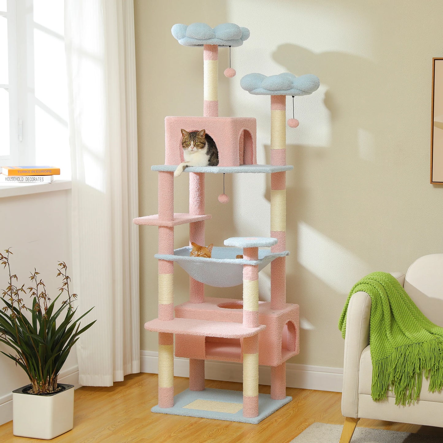 PEQULTI Multi Level Cat Tree Tower With Scratching Posts Hammock