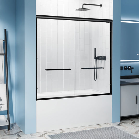Sh.Kl Matte Black Aluminum Framed Double Sliding Shower Door