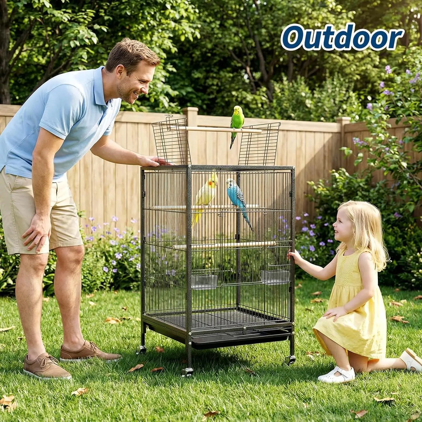 HiMISS Heavy Duty Metal Bird Cage With Play Top Stand