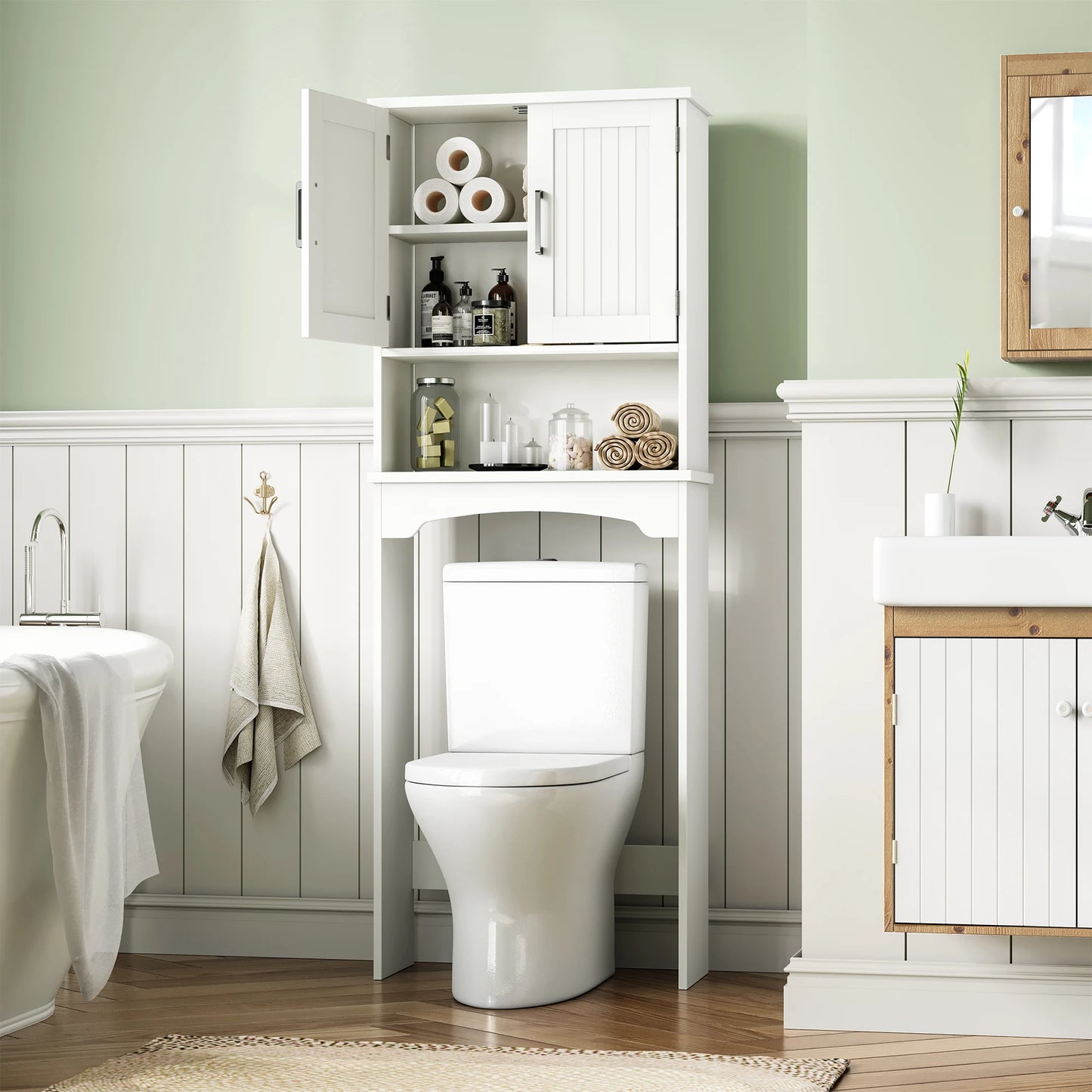 HiMISS Over The Toilet Storage Cabinet With Anti-Tip Open Shelf
