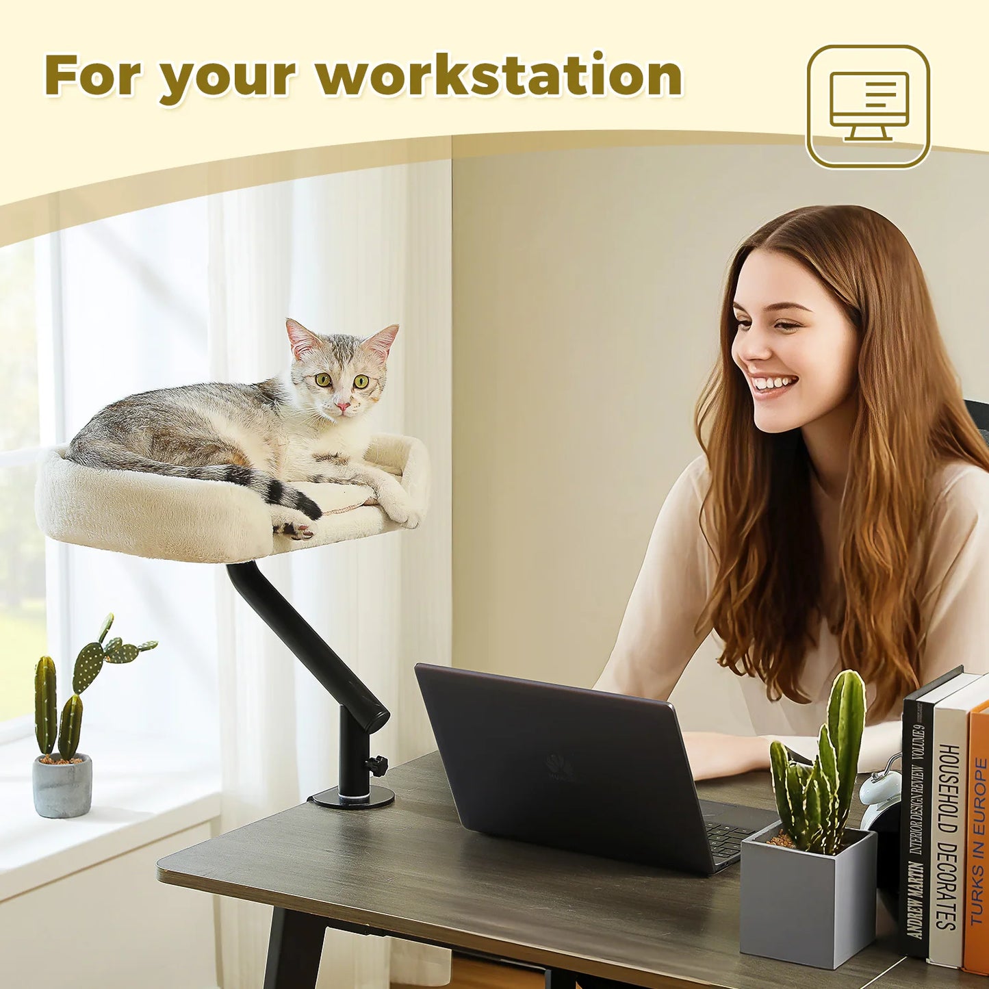 PAWZ Road Cat Desk Bed 360 Degree Rotatable Stand For Indoor Cats