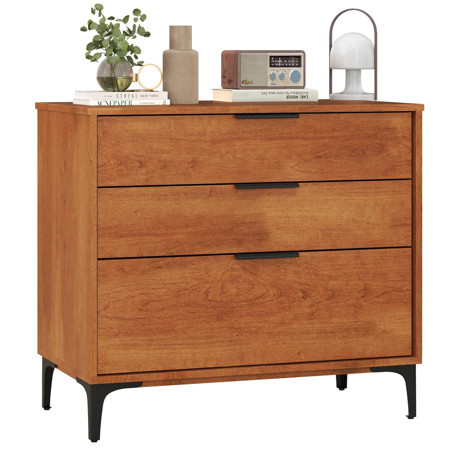 Homasis 3-Drawer Dresser With Metal Support Legs And Anti-Tipping Kit