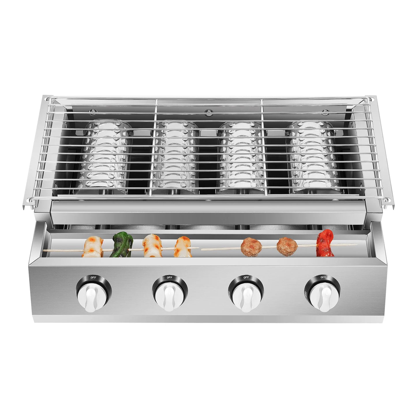 Portable Four Burner Propane Grill Smokeless Removable Outdoor Barbecue