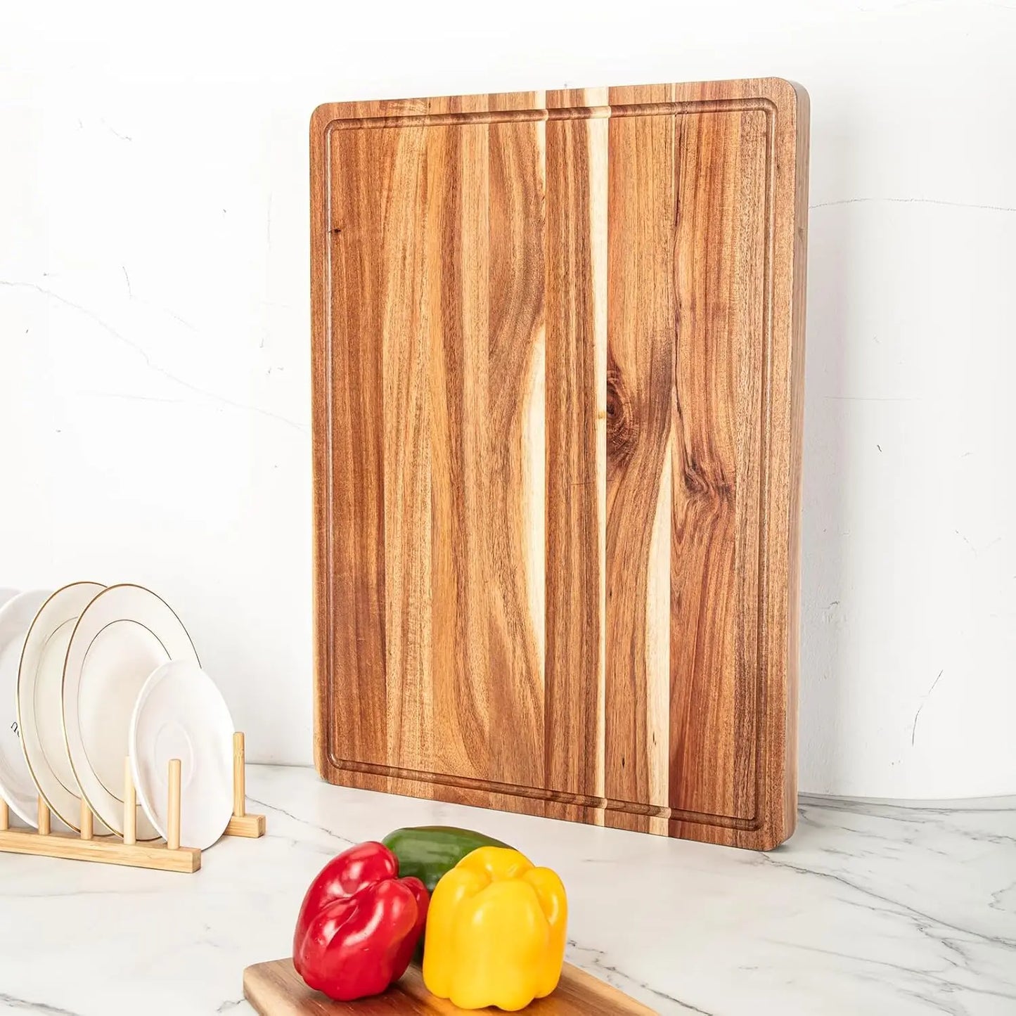 TWISTER.CK Wood Cutting Board With Juice Groove And Reversible