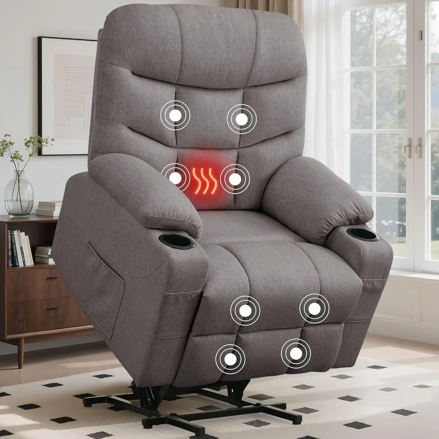 Power Lift Recliner Chair With Massage And Heating For Elderly