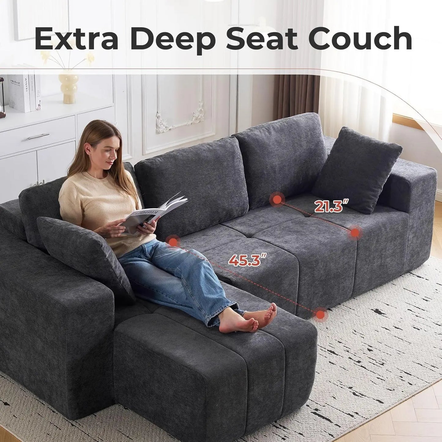 Cloud Modular L Shape Sectional Sofa With Chaise Upholstered Couch