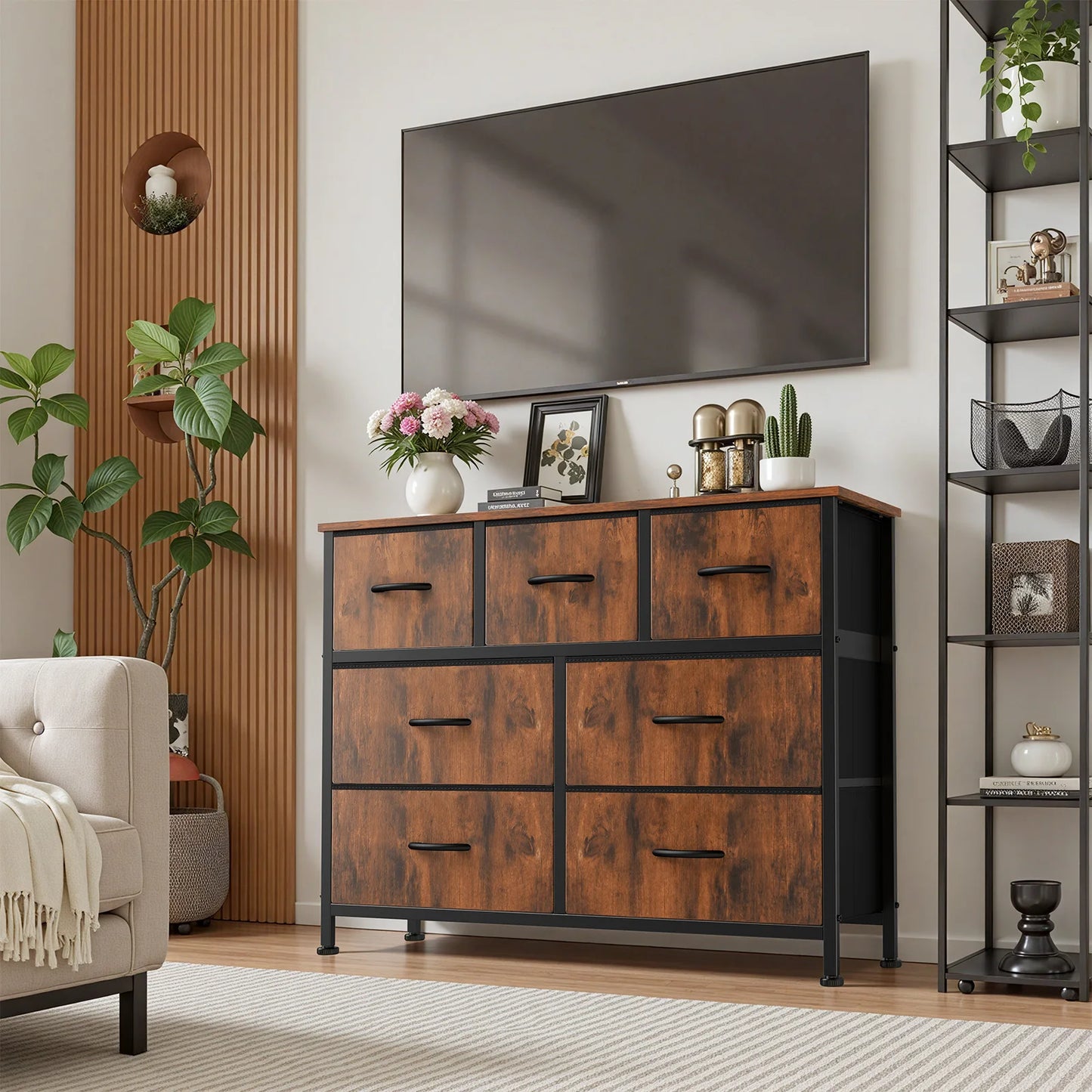 JHK Dresser With Seven Fabric Drawers Closet Organizer