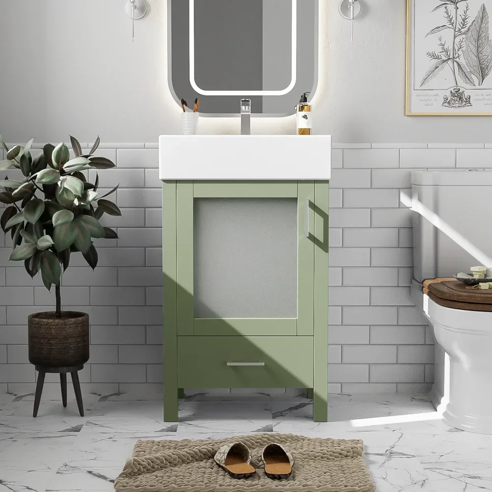 LWO Bathroom Vanity With Ceramic Sink And Ample Storage