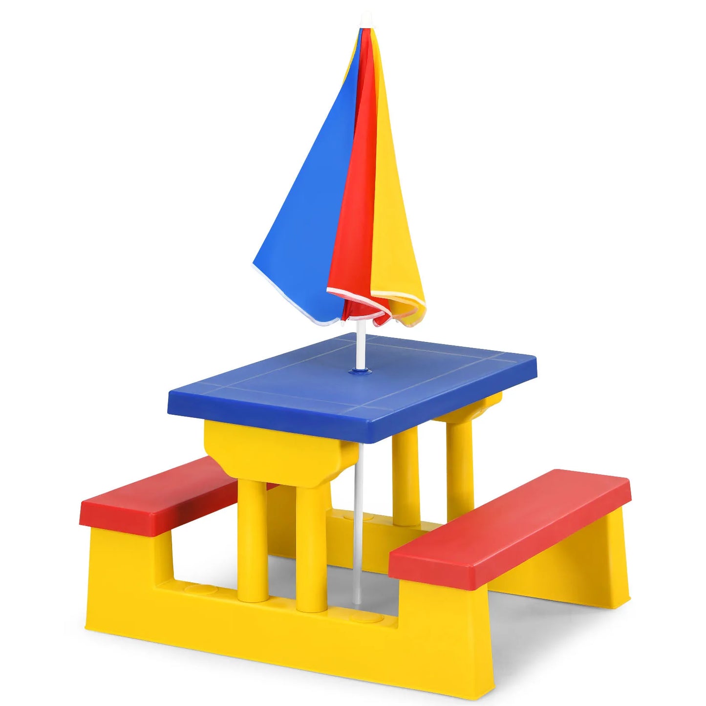 Kids Picnic Table Set With Foldable Umbrella Lightweight