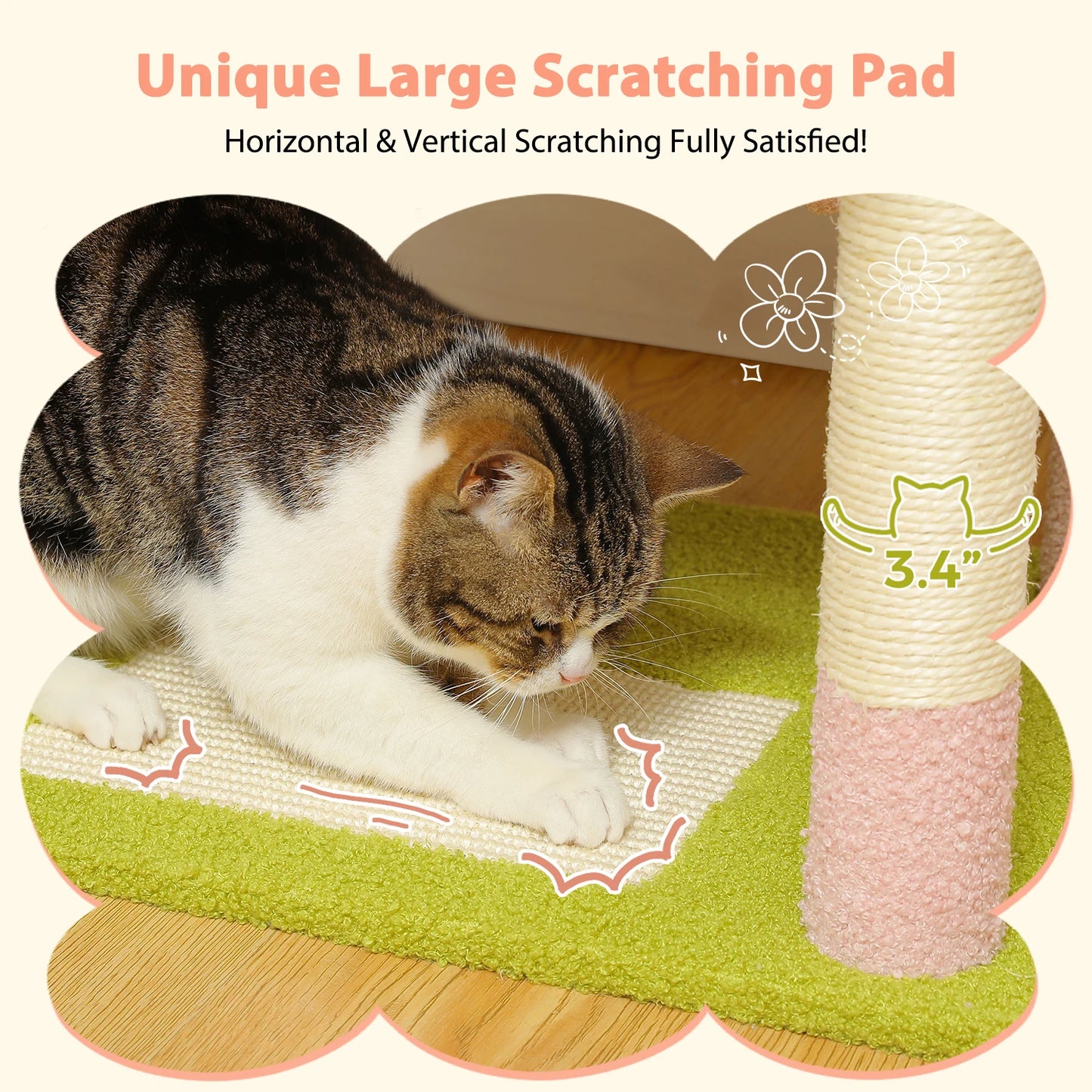 PEQULTI Multi Level Cat Tree Tower With Scratching Posts Hammock