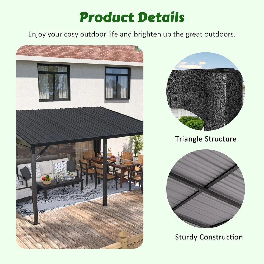 Outdoor Gazebo Pergola With Metal Frame And Waterproof Awnings