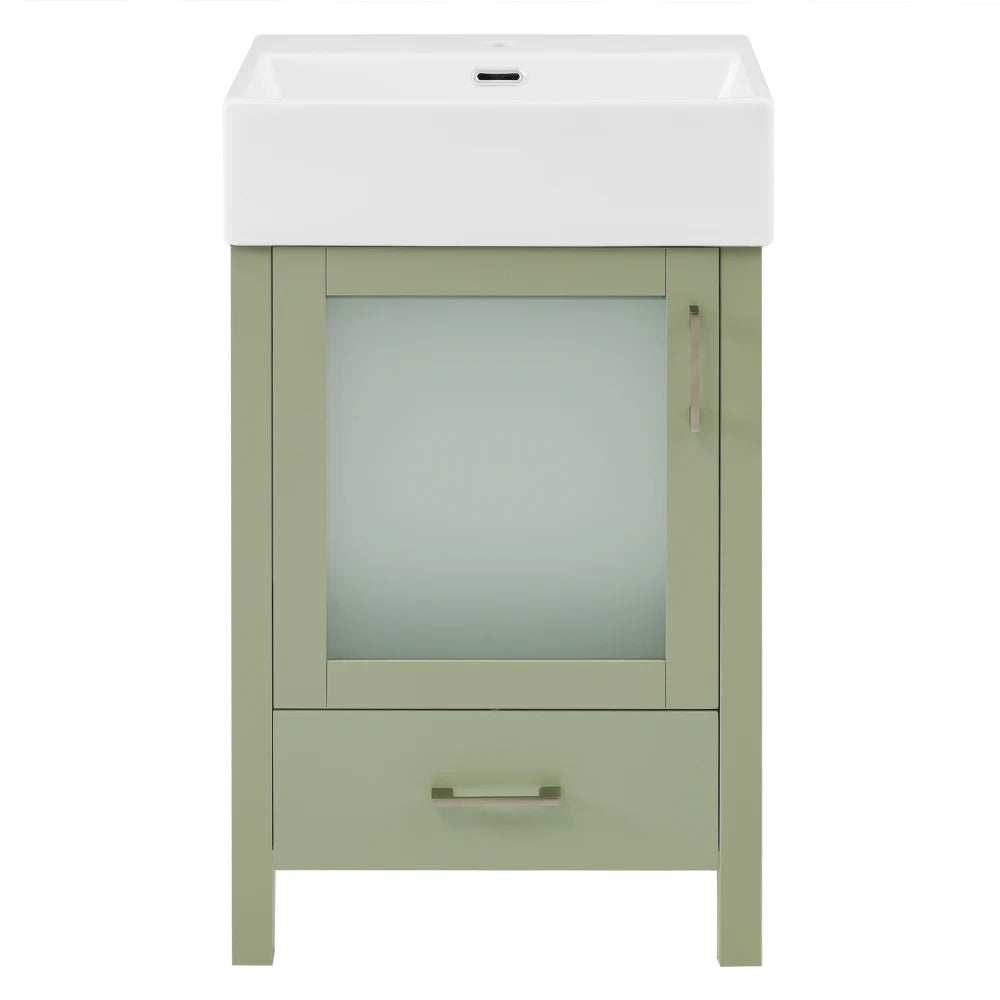 LWO Bathroom Vanity With Ceramic Sink And Ample Storage