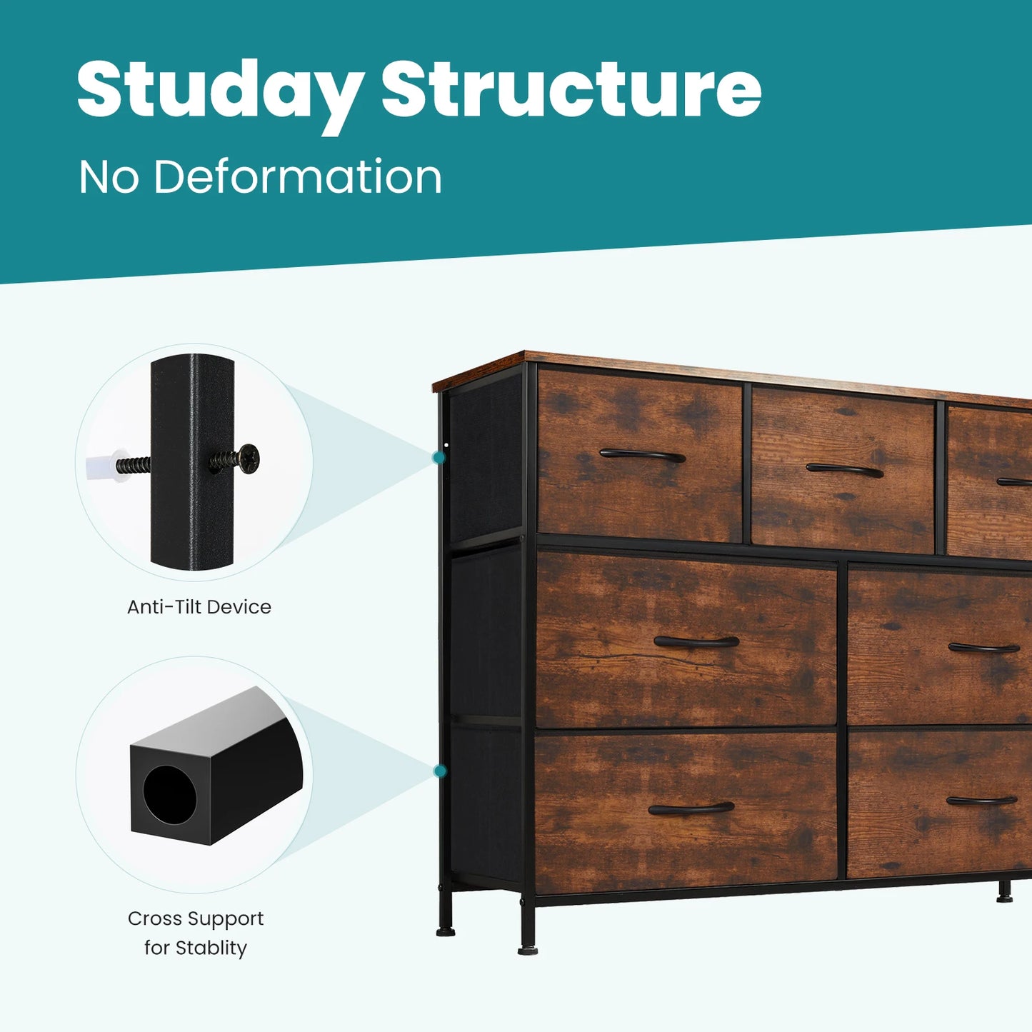 JHK Dresser With Seven Fabric Drawers Closet Organizer