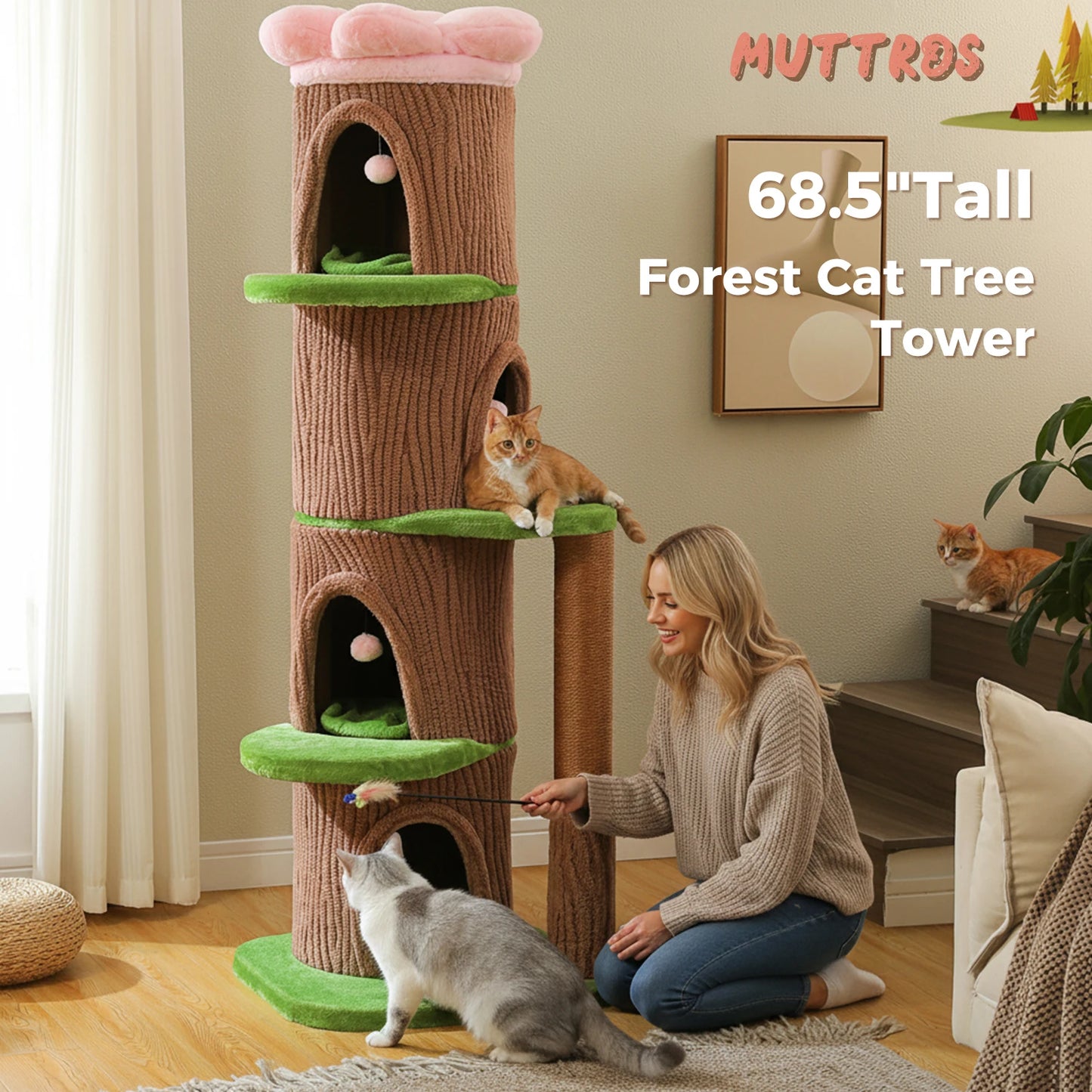 PAWZ Road Multilevel Cat Tree With Condos And Scratching Posts