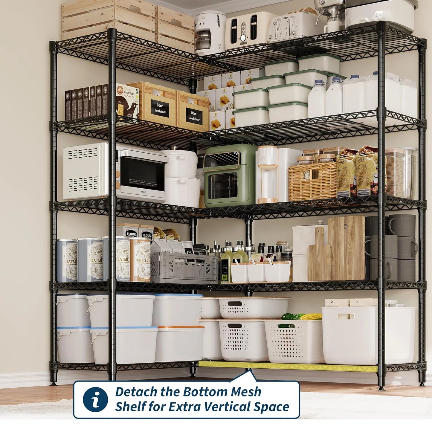 TWISTER.CK Heavy Duty 5-Tier Metal Shelving Unit For Kitchen
