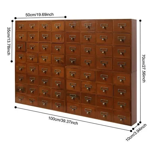 Bymaocar 64 Drawer Pine Wood Storage Cabinet For Home Office