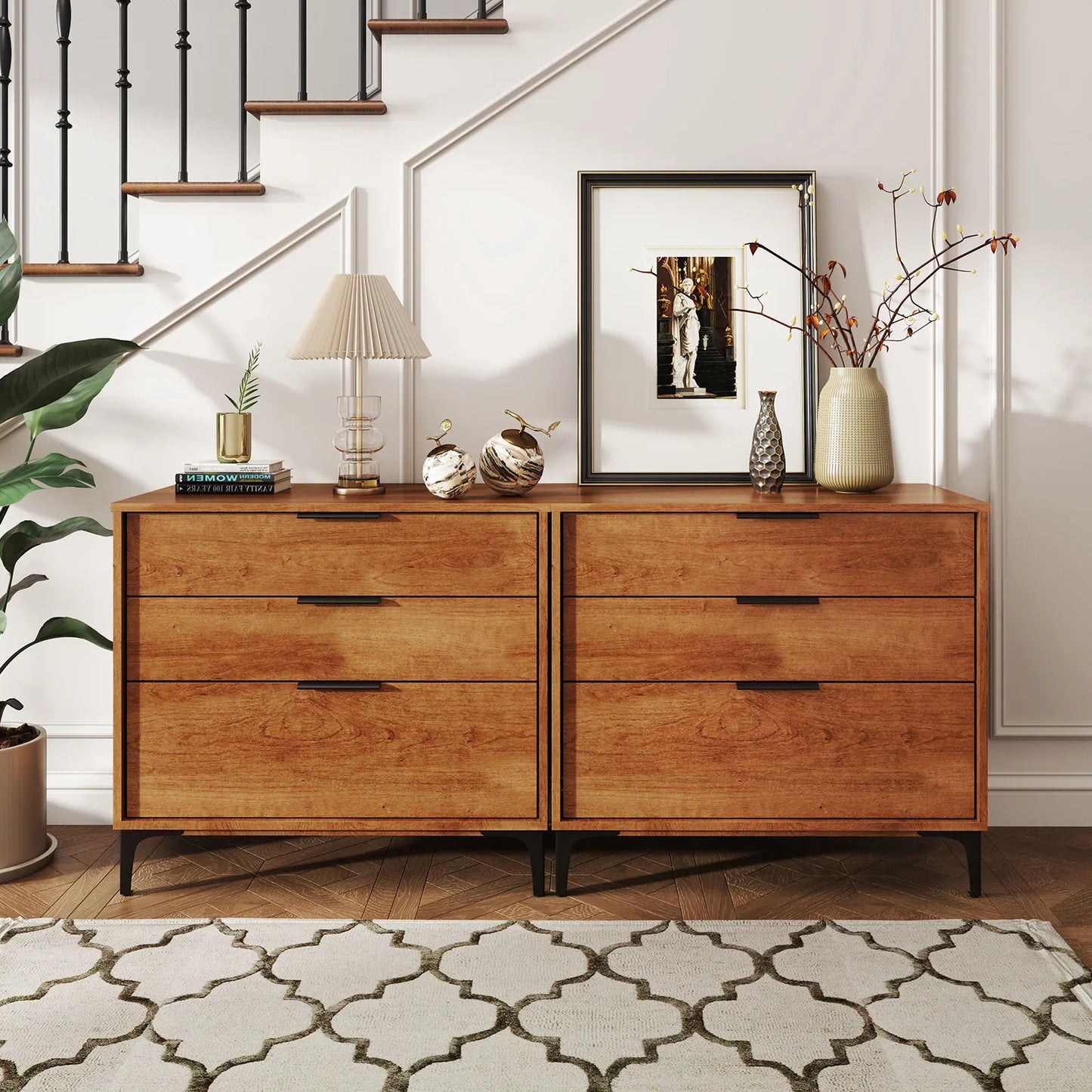 Homasis 3-Drawer Dresser With Metal Support Legs And Anti-Tipping Kit
