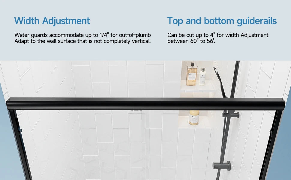 Sh.Kl Matte Black Aluminum Framed Double Sliding Shower Door