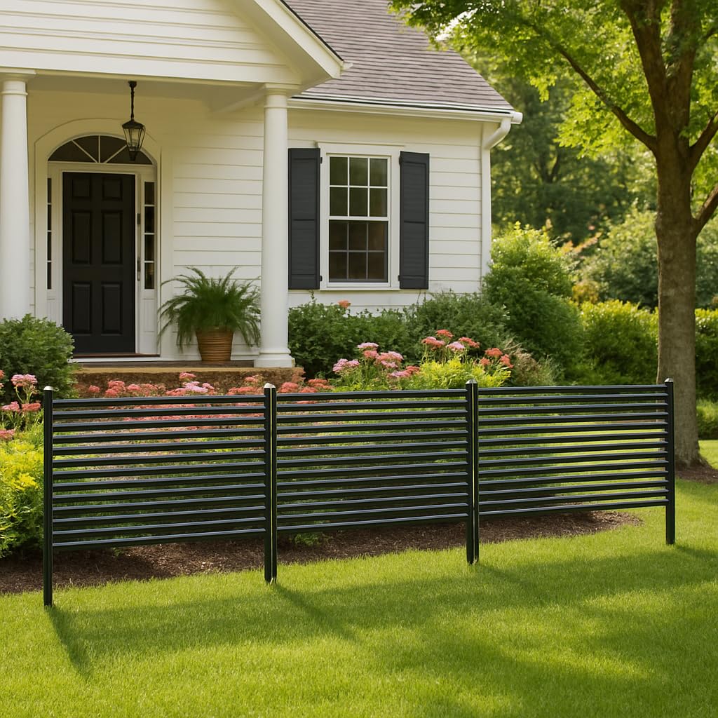 HiMISS No Dig Outdoor Privacy Screen Fence Kit 3 Panel Freestanding Enclosure