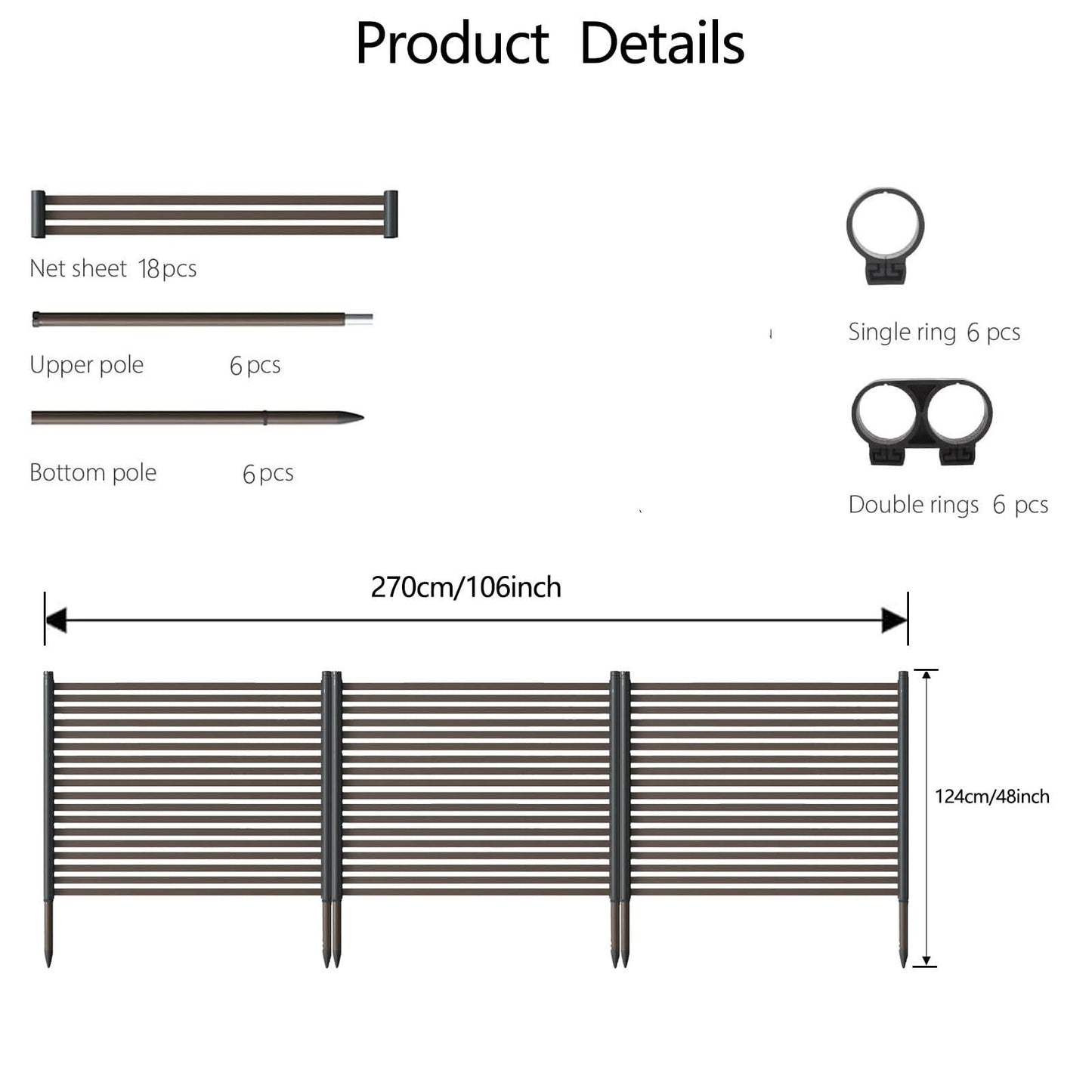 HiMISS No Dig Outdoor Privacy Screen Fence Kit 3 Panel Freestanding Enclosure