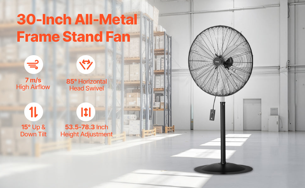 SucceBuy Industrial Pedestal Fan Oscillating Standing Fan With 3 Speeds