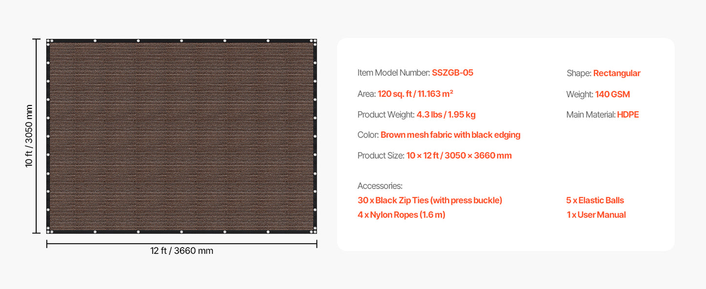 SucceBuy Sun Shade Cloth for Pergola Privacy Screen HDPE