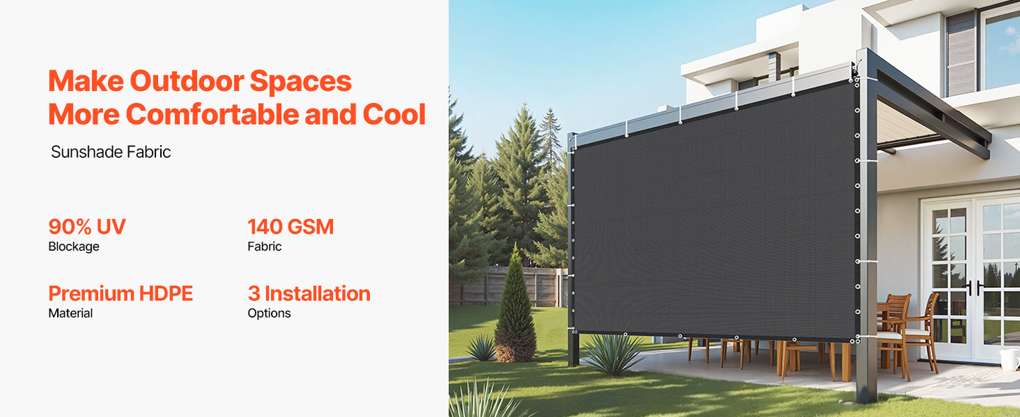 SucceBuy 90 Percent Sun Shade Cloth HDPE Canopy For Outdoor Pergola
